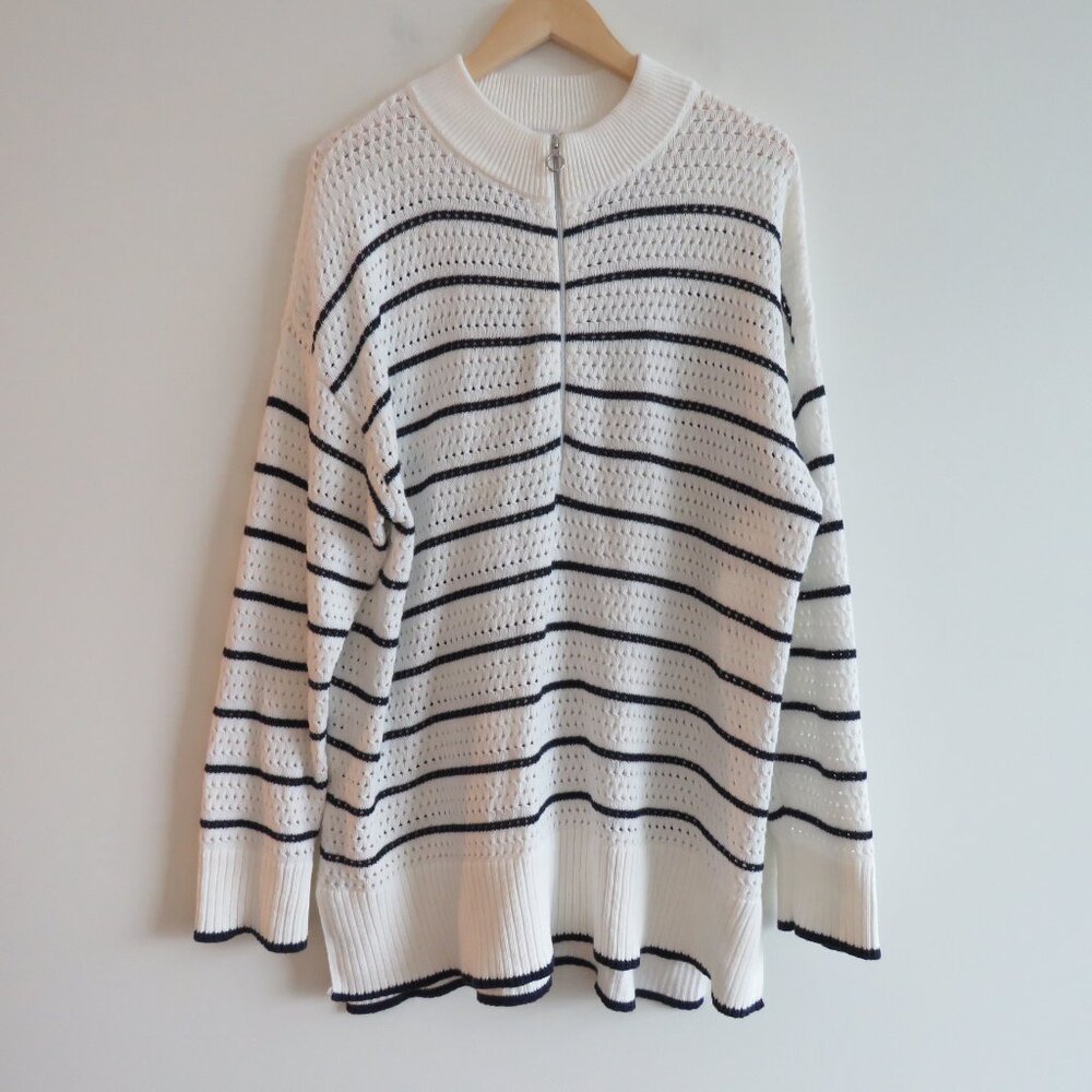 SERAPHINE Helga Textured Stripe Cotton Maternity Nursing Sweater Jumper Size L - Picture 3 of 16
